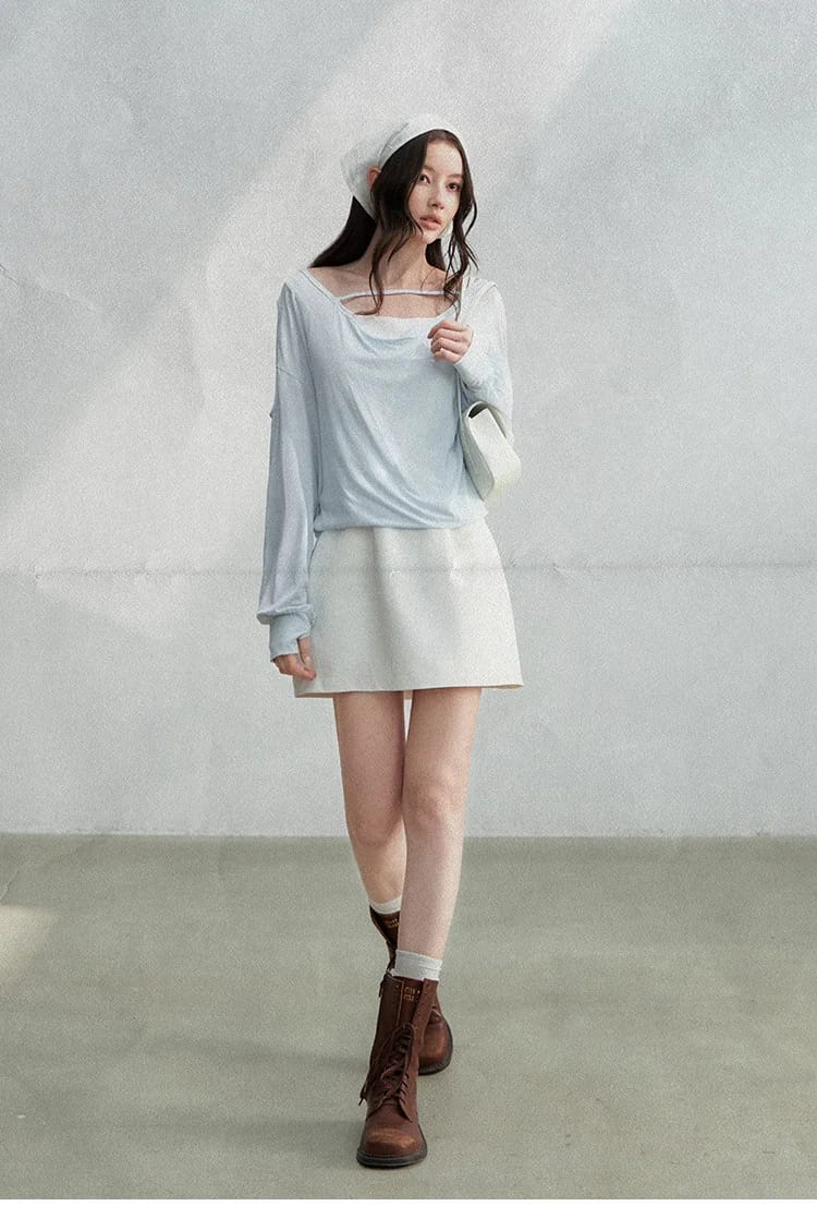 스퀘어넥 백리스 스트랩 미니원피스 상세 이미지 16