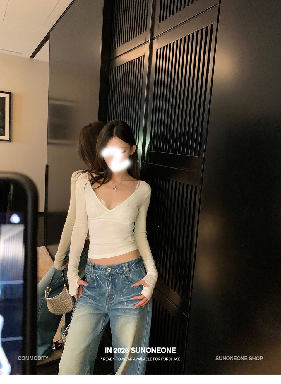 코튼 골지 워머 브이넥 탑 상세 이미지 8