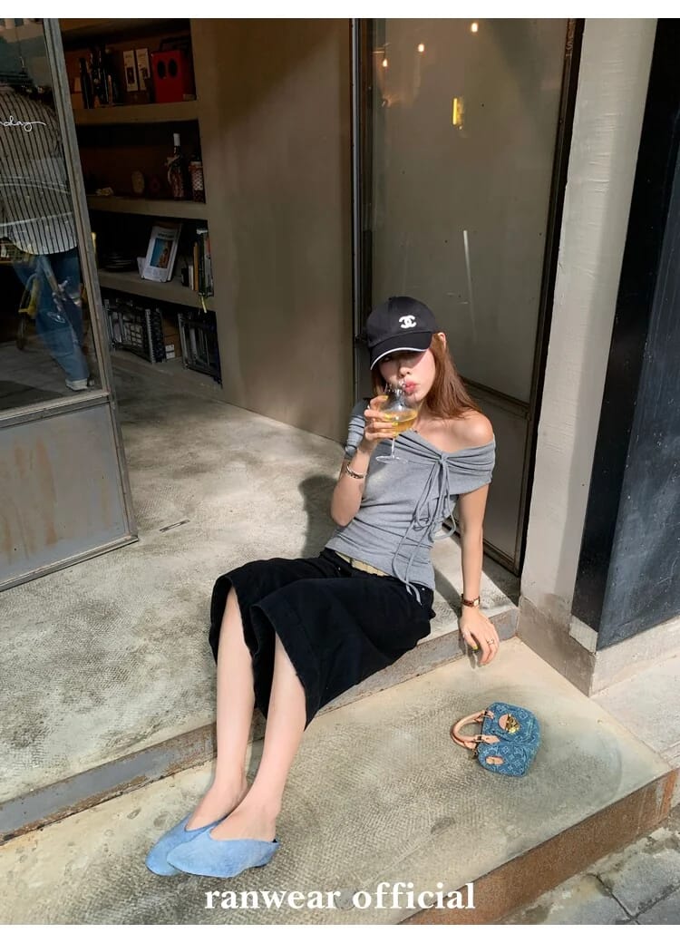 블랙 포켓 앵클 플레어 팬츠 상세 이미지 32