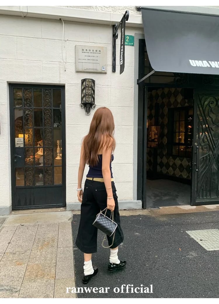 블랙 포켓 앵클 플레어 팬츠 상세 이미지 50