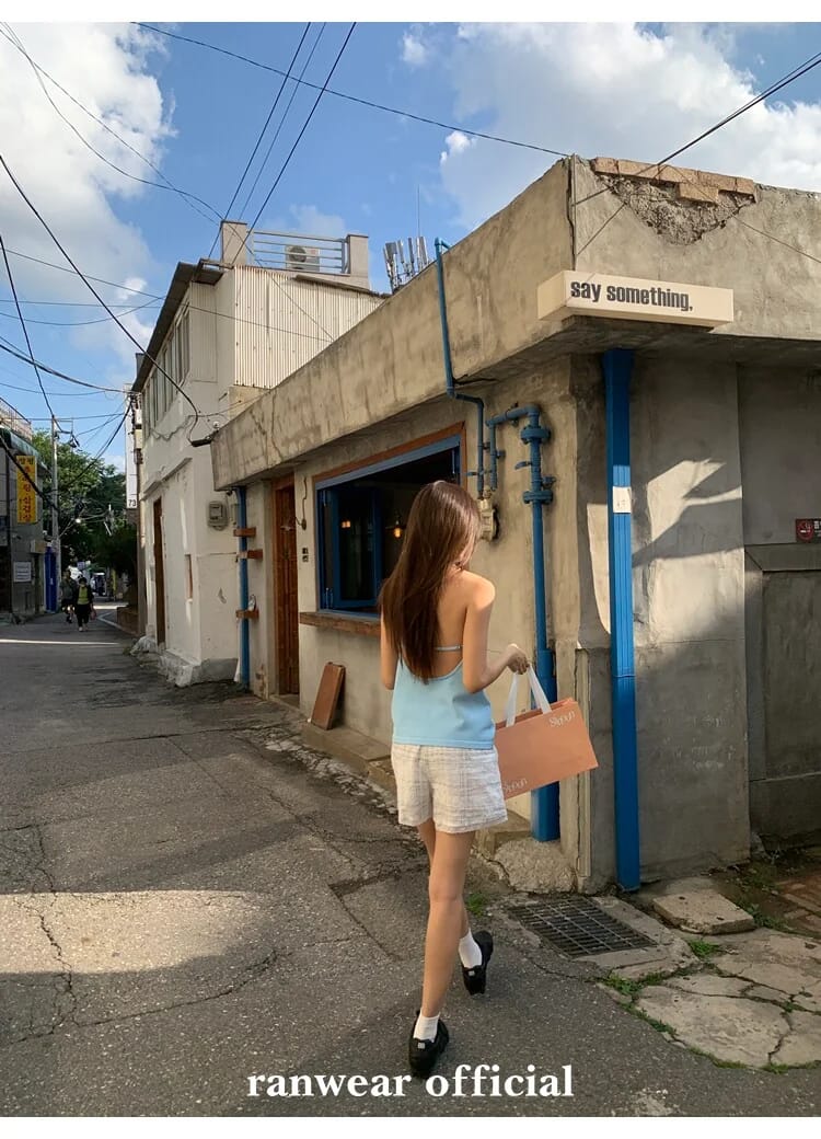 비스코스 백리스 스트랩 홀터탑 상세 이미지 21