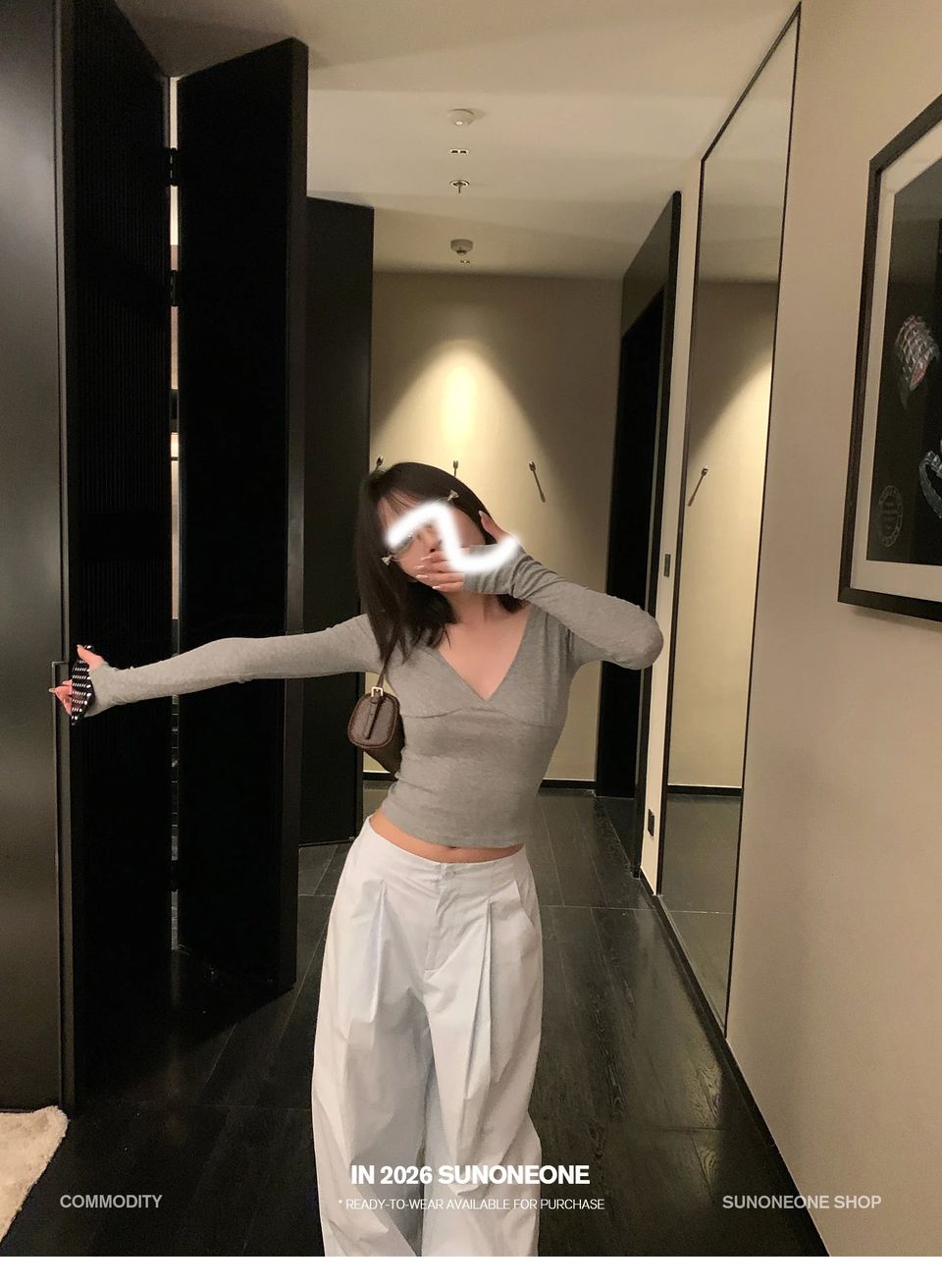 코튼 골지 워머 브이넥 탑 상세 이미지 15