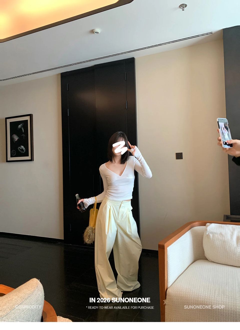 코튼 골지 워머 브이넥 탑 상세 이미지 40