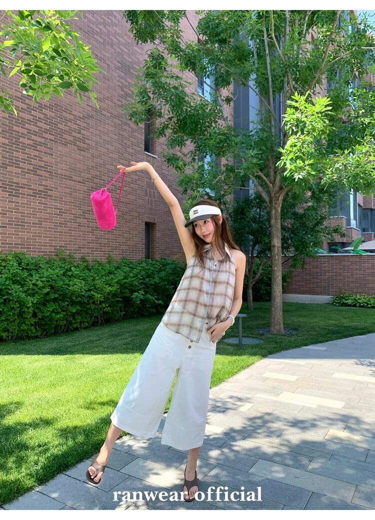 화이트 버튼 와이드 버뮤다 팬츠 상세 이미지 22