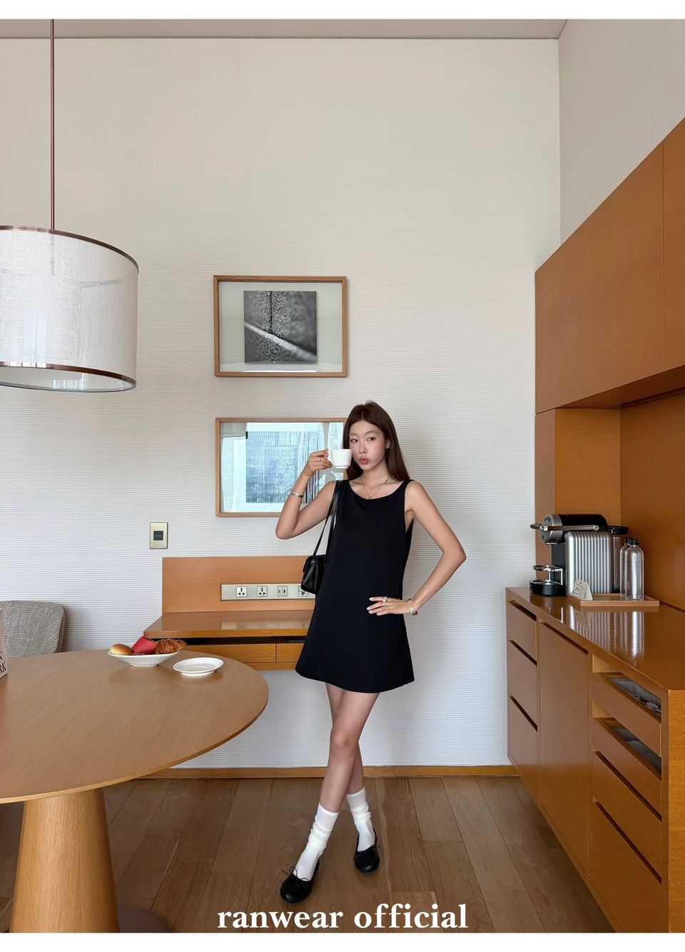 블랙 보트넥 백리스 원피스 밴딩팬츠 (개별선택) 상세 이미지 12
