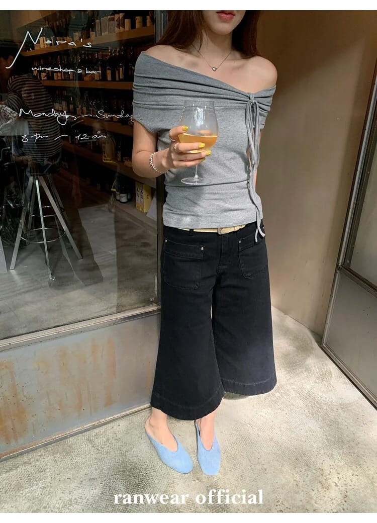 블랙 포켓 앵클 플레어 팬츠 상세 이미지 107