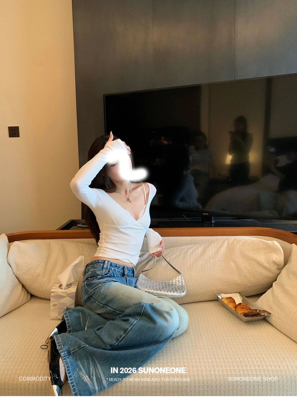 코튼 골지 워머 브이넥 탑 상세 이미지 26