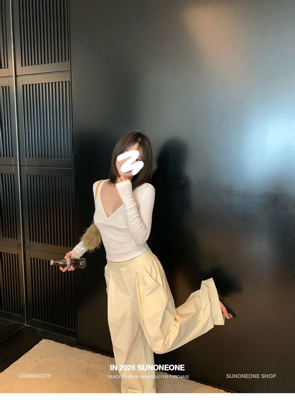 코튼 골지 워머 브이넥 탑 상세 이미지 37