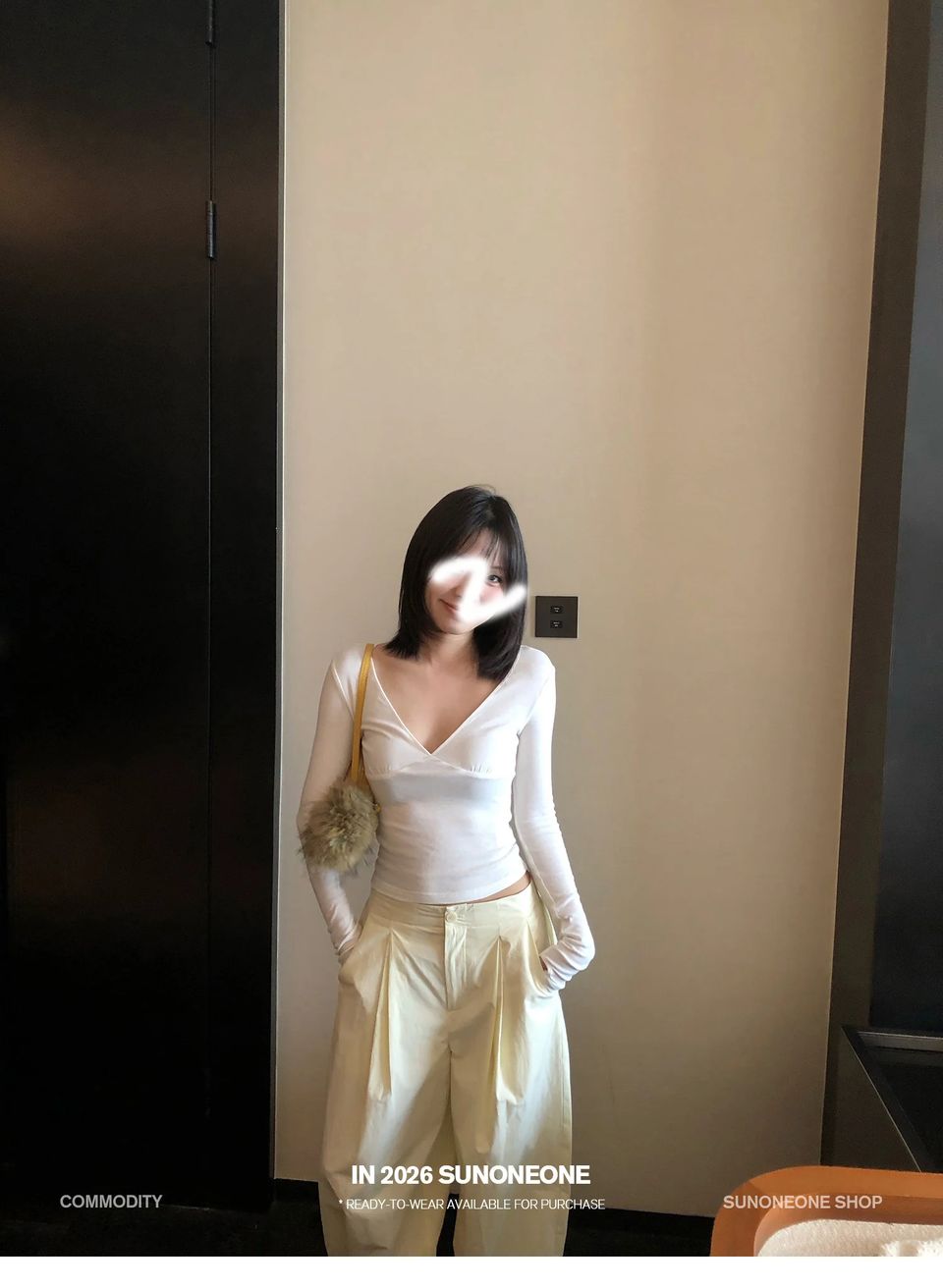 코튼 골지 워머 브이넥 탑 상세 이미지 43