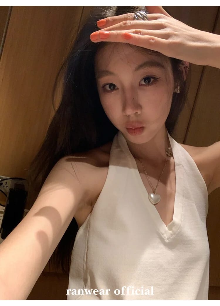 비스코스 백리스 스트랩 홀터탑 상세 이미지 52