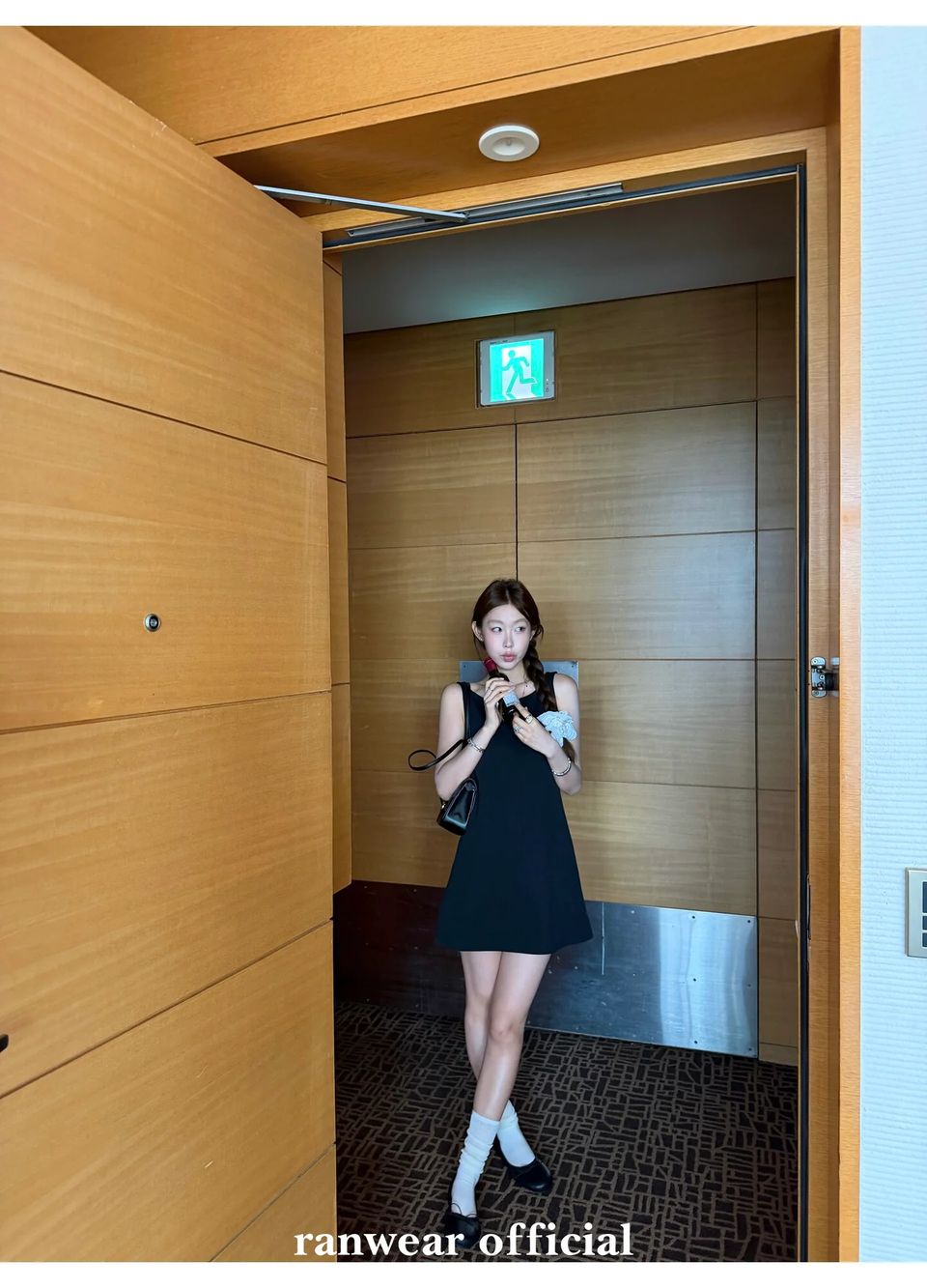 블랙 보트넥 백리스 원피스 밴딩팬츠 (개별선택) 상세 이미지 10