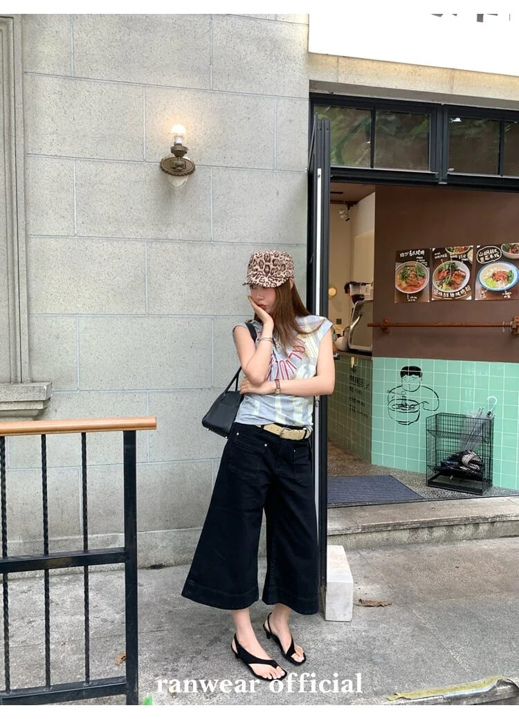 블랙 포켓 앵클 플레어 팬츠 상세 이미지 16