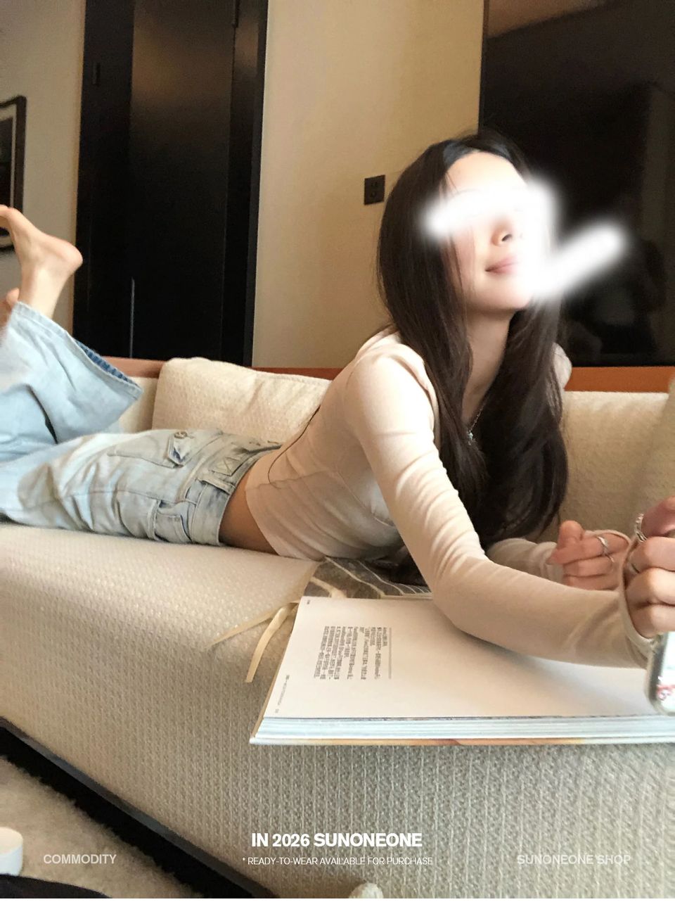 코튼 골지 워머 브이넥 탑 상세 이미지 20