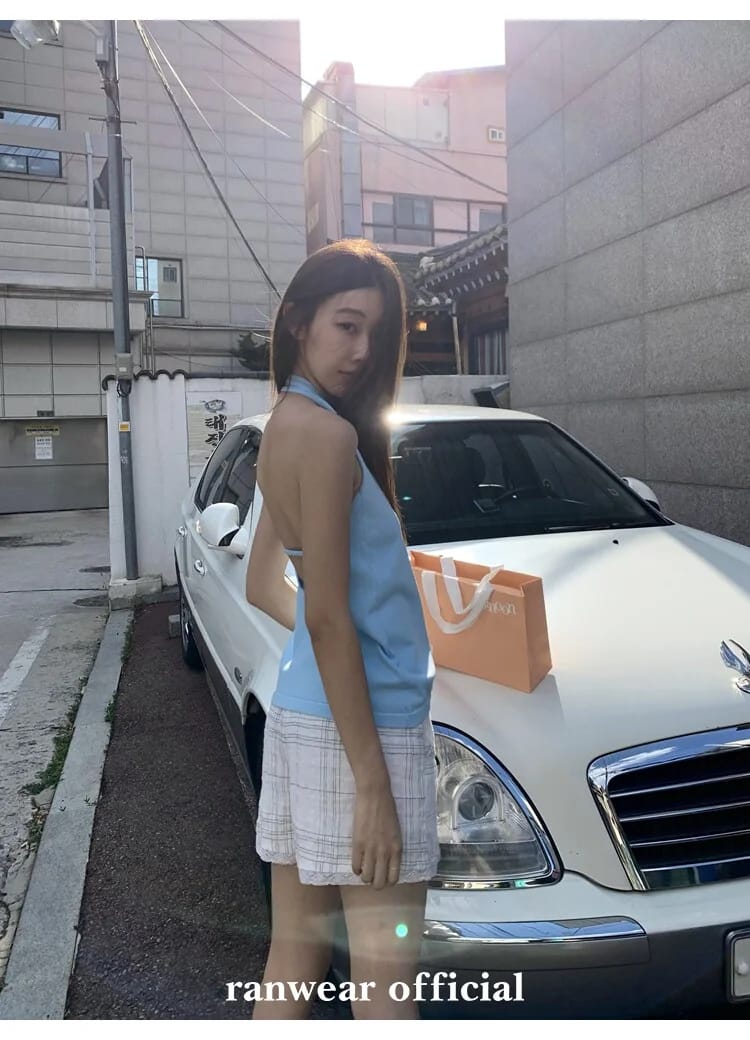 비스코스 백리스 스트랩 홀터탑 상세 이미지 35