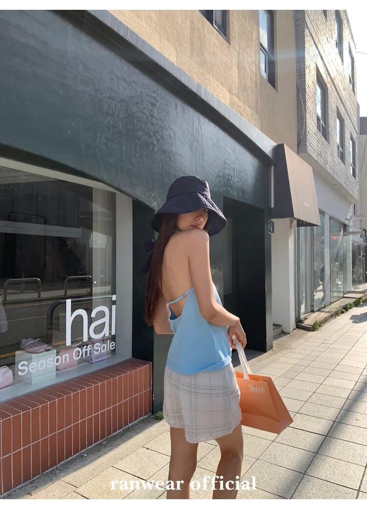 비스코스 백리스 스트랩 홀터탑 상세 이미지 82