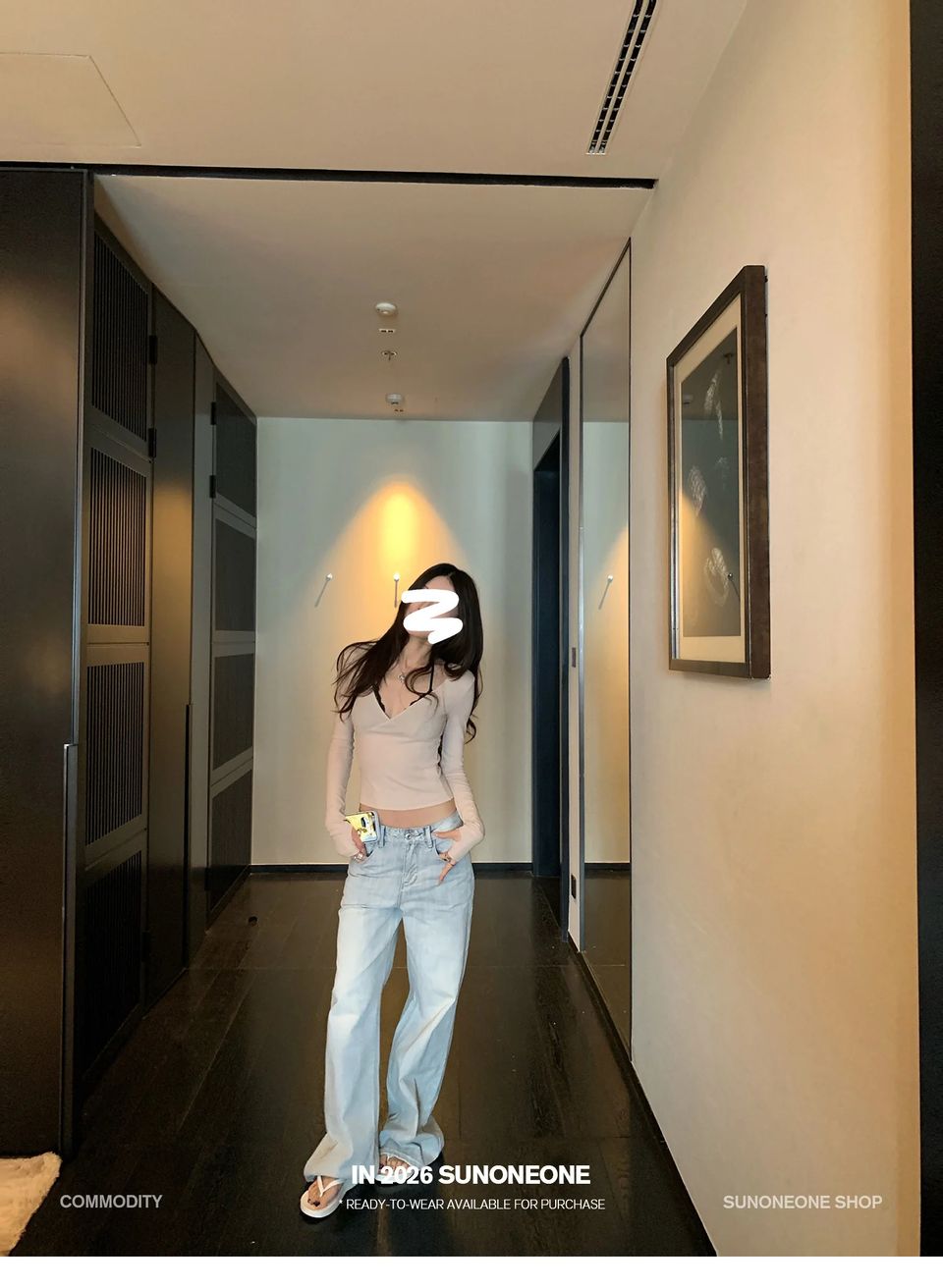 코튼 골지 워머 브이넥 탑 상세 이미지 30