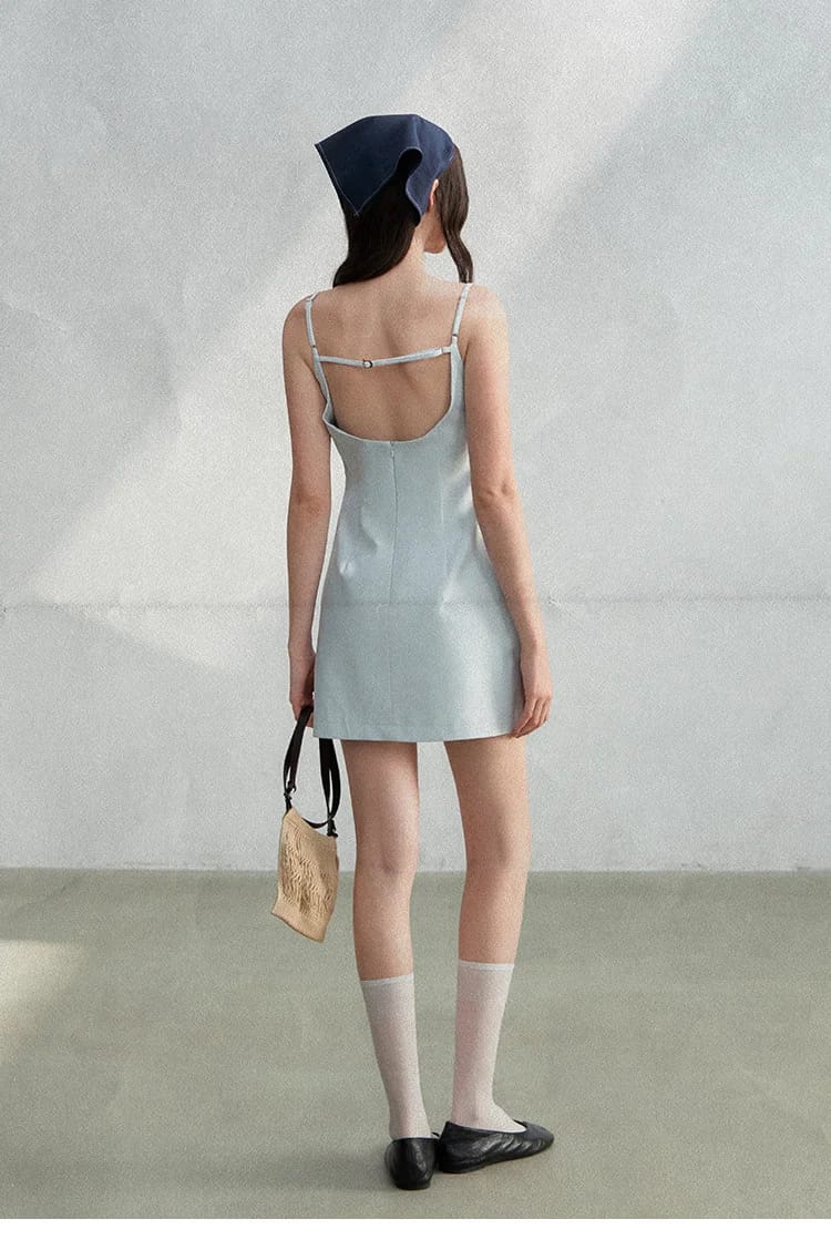 스퀘어넥 백리스 스트랩 미니원피스 상세 이미지 23