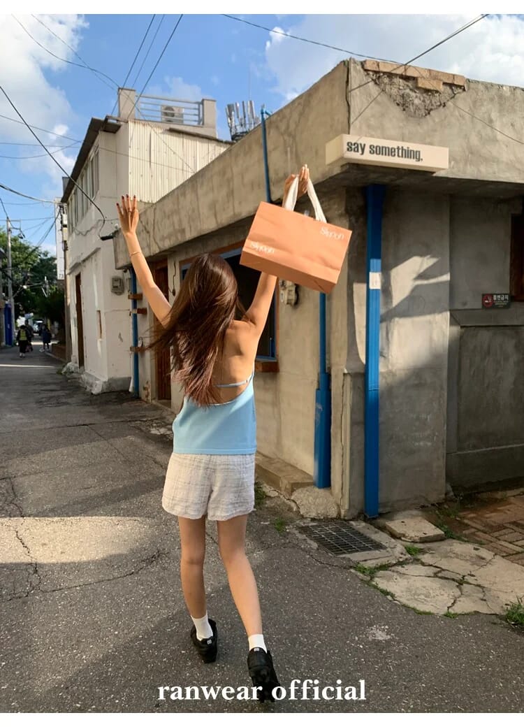 비스코스 백리스 스트랩 홀터탑 상세 이미지 64
