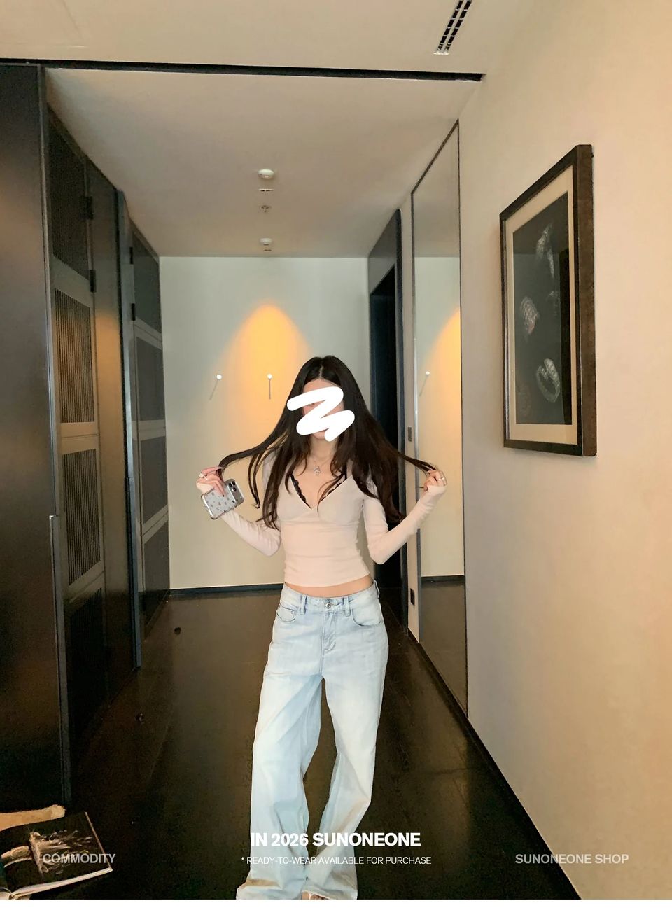 코튼 골지 워머 브이넥 탑 상세 이미지 22