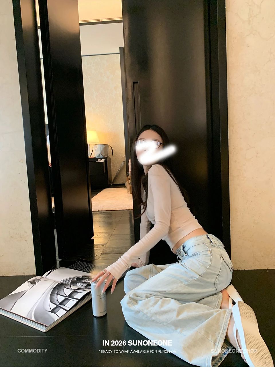 코튼 골지 워머 브이넥 탑 상세 이미지 7