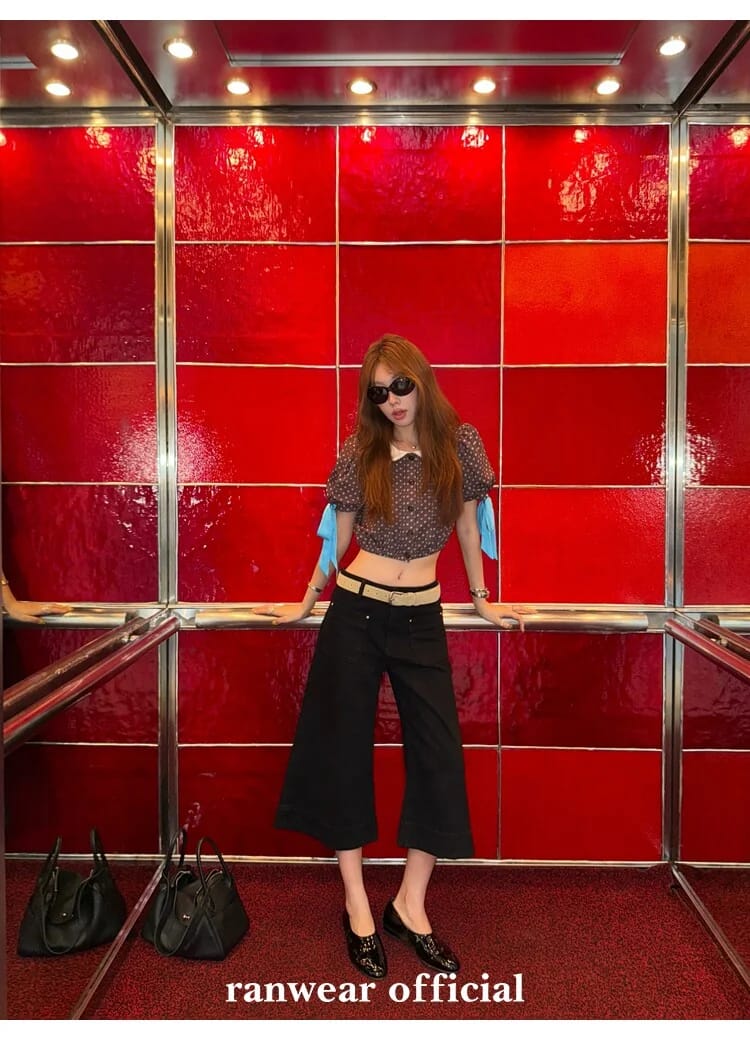 블랙 포켓 앵클 플레어 팬츠 상세 이미지 110