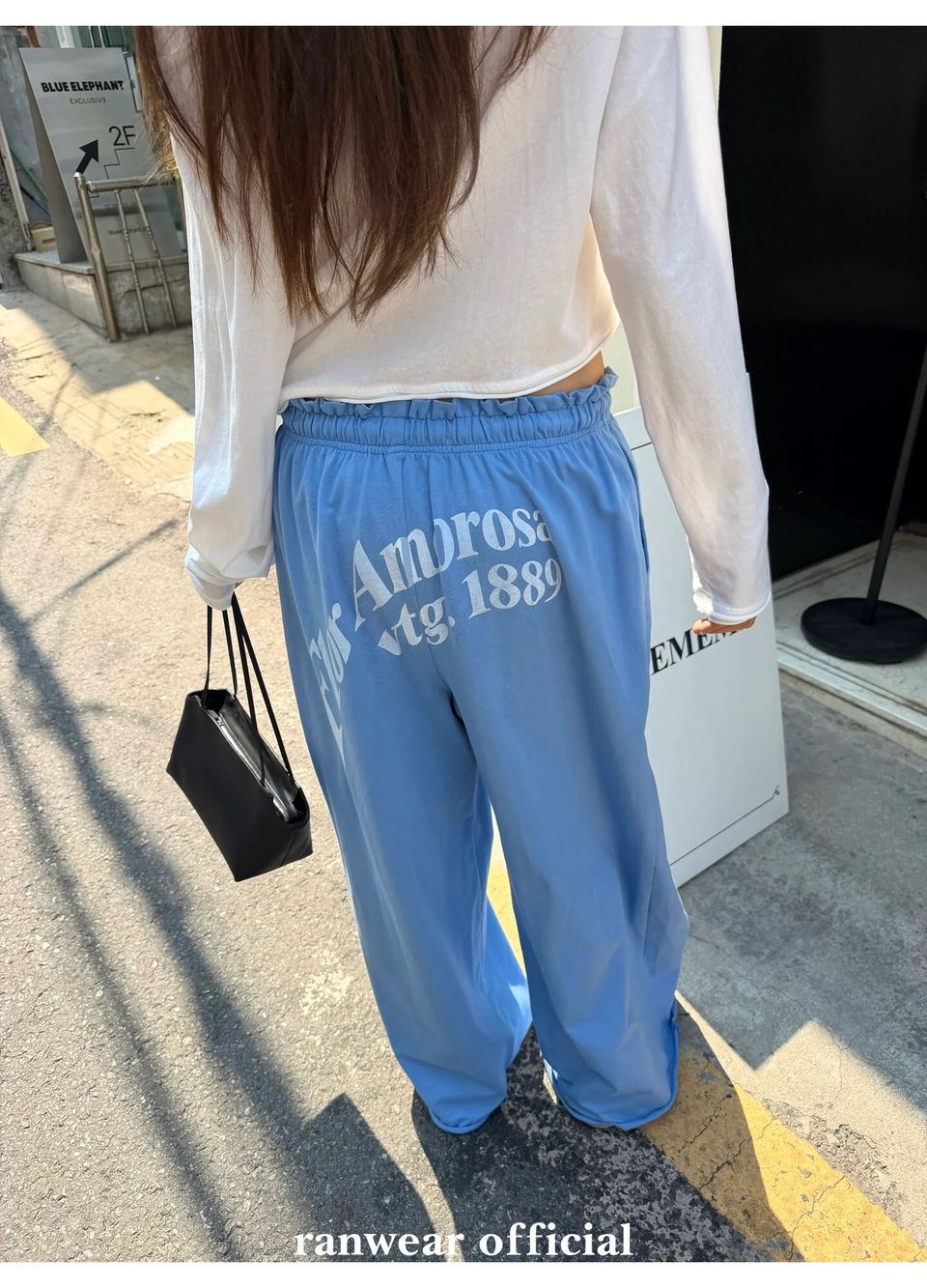 백레터링 러플 밴딩 롱 이지팬츠 상세 이미지 1
