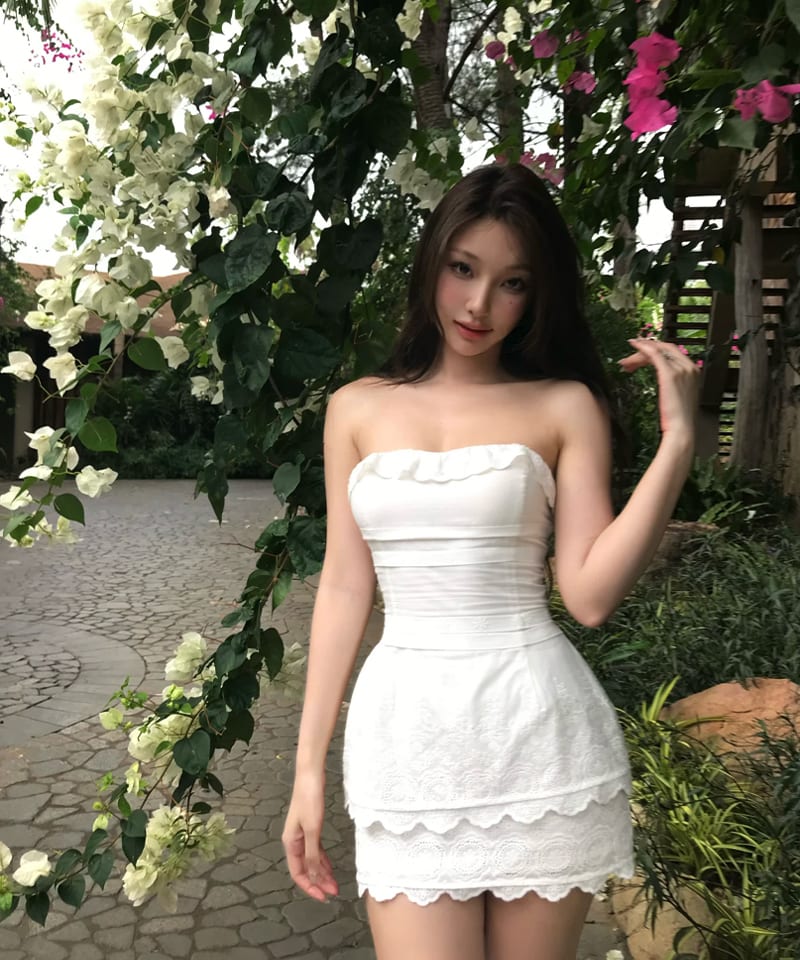 화이트 코튼 투웨이 튜브탑 미니원피스 대표 이미지