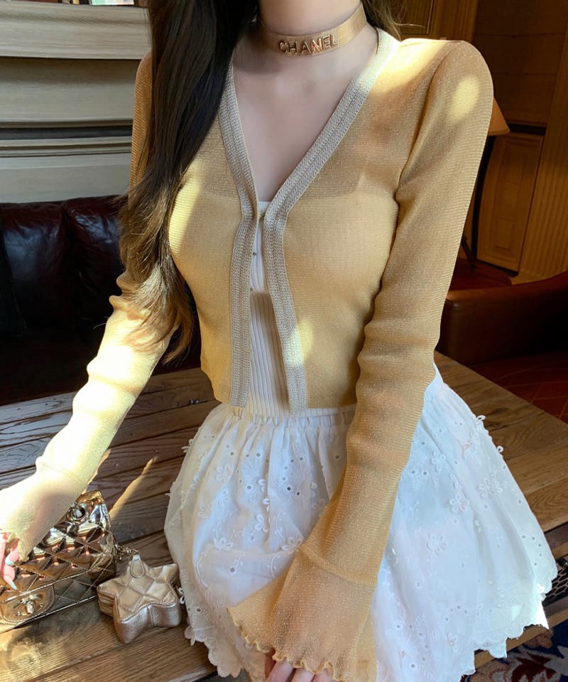 플라워자수 펀칭 티어드 미니스커트 추가 이미지 3