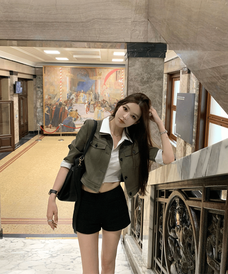 포켓 7부 워크웨어 자켓 - 블랙M 빠른배송 대표 이미지