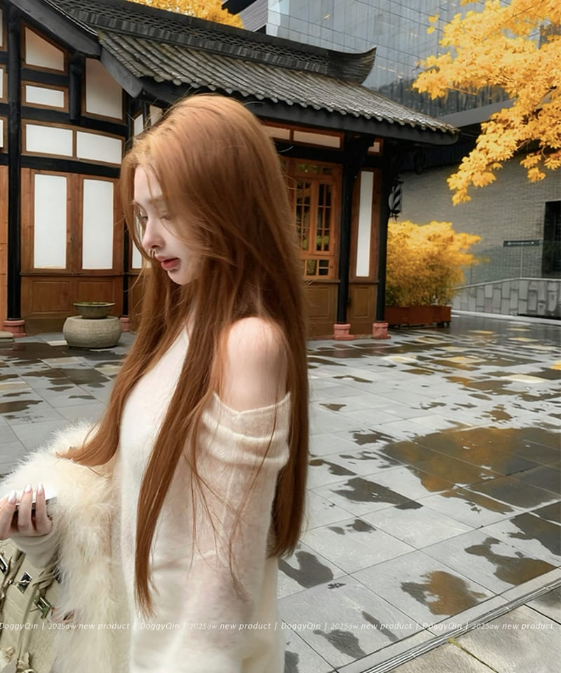 실크 캐시미어 원숄더 롱 니트탑 추가 이미지 2