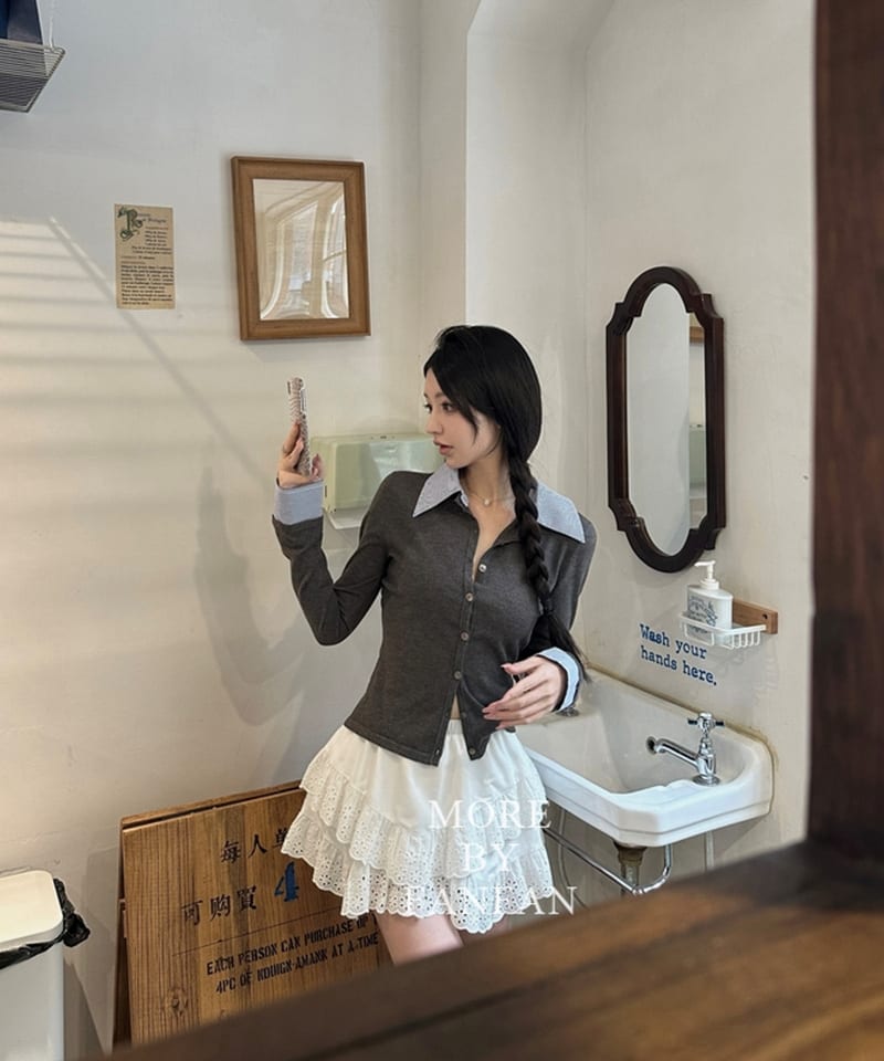 레이스 펀칭 티어드 미니스커트 (이너팬츠) 추가 이미지 2