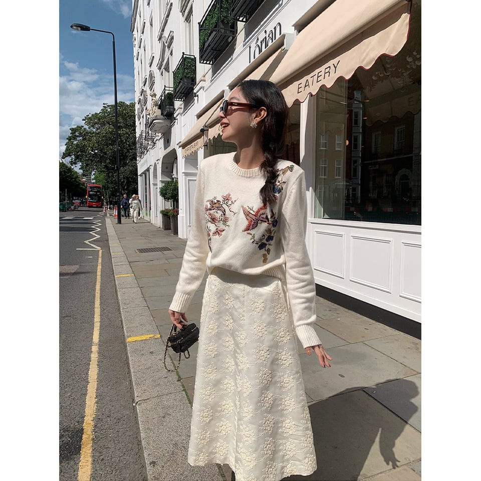 입체자수 플라워 A라인 스커트 대표 이미지