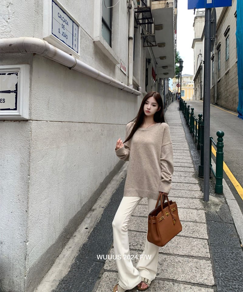 울 라운드 루즈핏 니트스웨터 추가 이미지 1