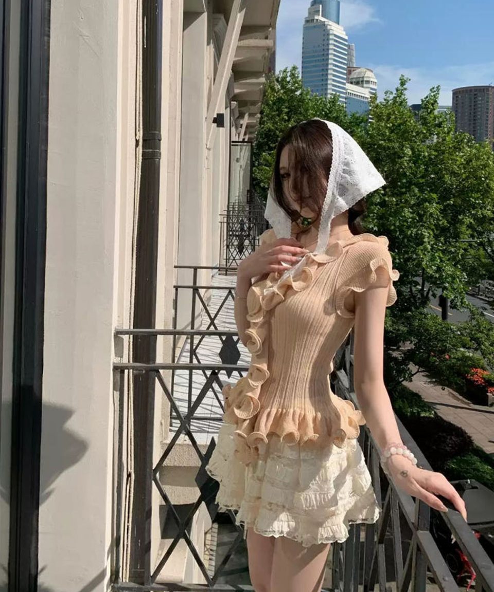 레이스 블루머 팬츠 미니스커트 추가 이미지 1
