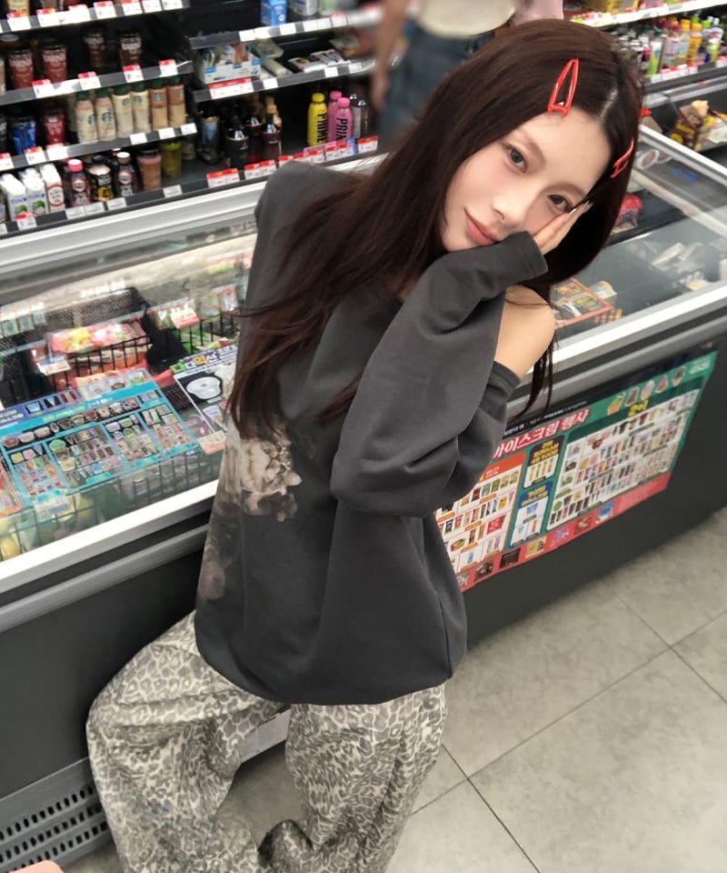 레오파드 로우 와이드 코튼팬츠 추가 이미지 2