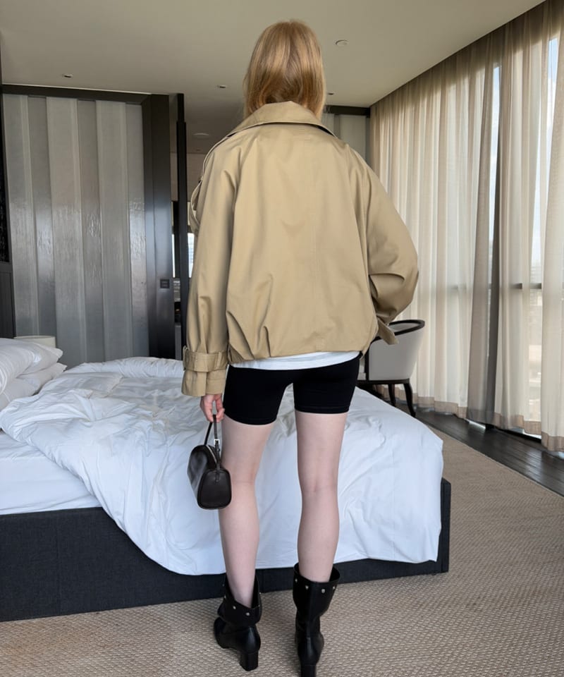 빅카라 더블 숏 트렌치 자켓 추가 이미지 3