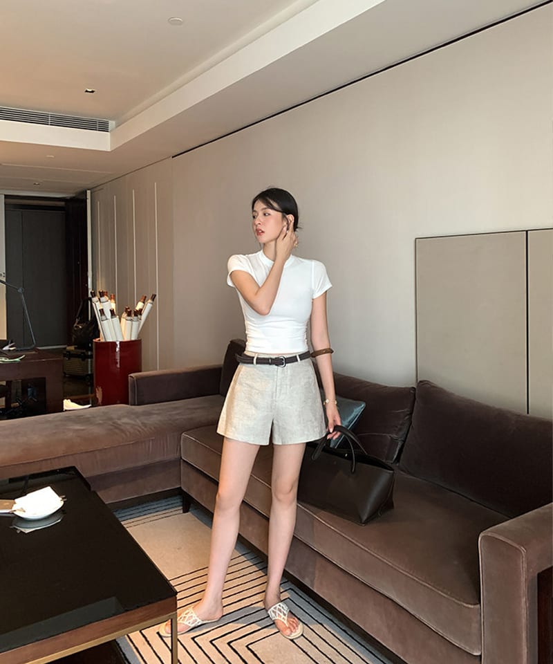 100린넨 슬릿포켓 A라인 숏팬츠 추가 이미지 4