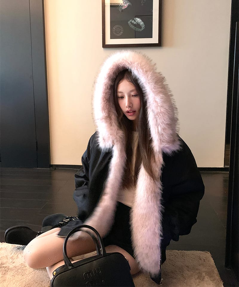 페이크 폭스퍼 코튼 패딩점퍼 대표 이미지