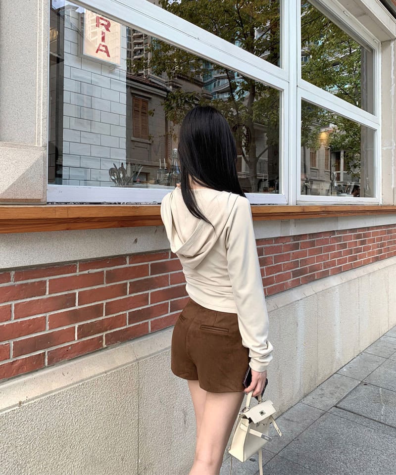 스웨이드 언발 미니 팬츠스커트 추가 이미지 1