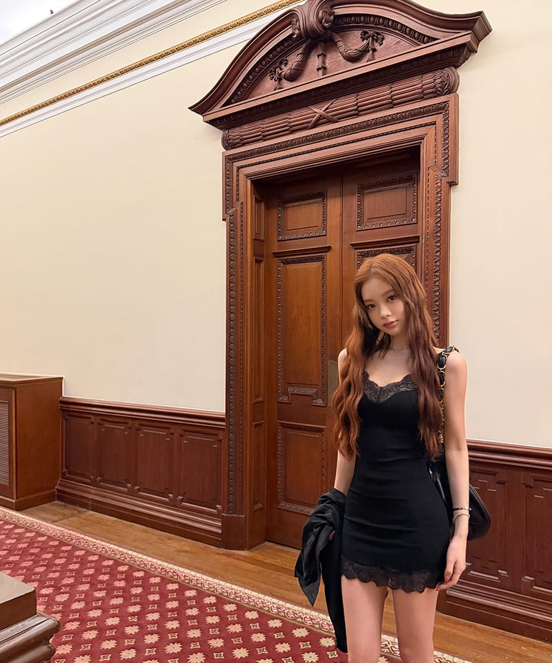 비스코스 레이스 골지 미니 슬립원피스 추가 이미지 3