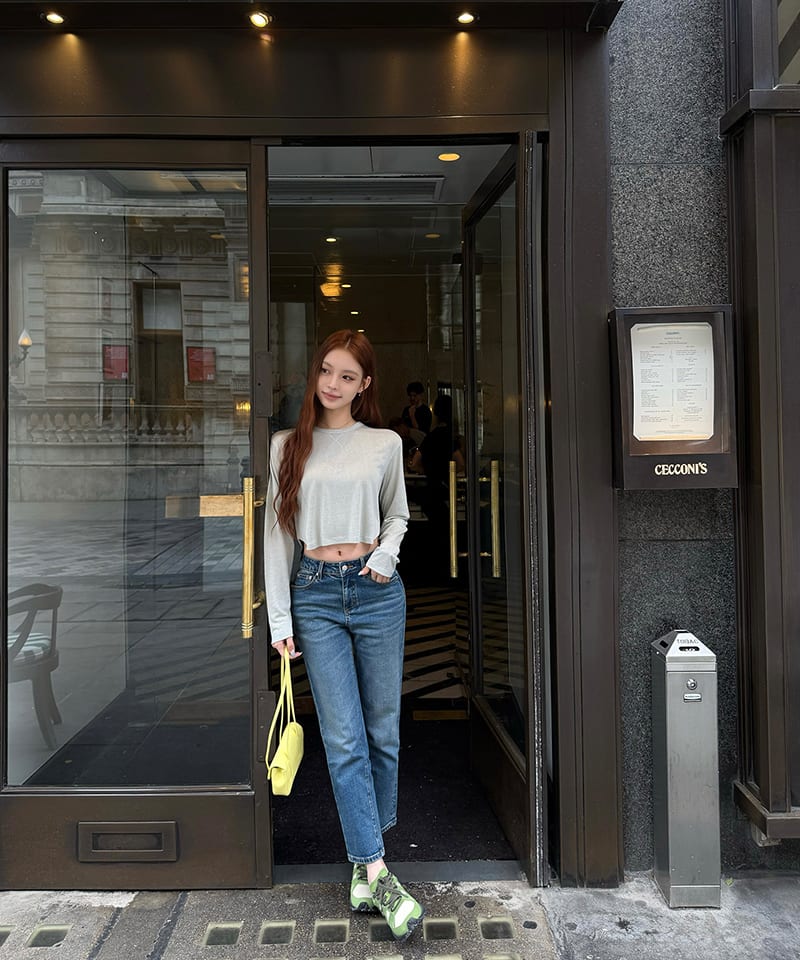 9부 크롭 스트레이트 데님팬츠 추가 이미지 3