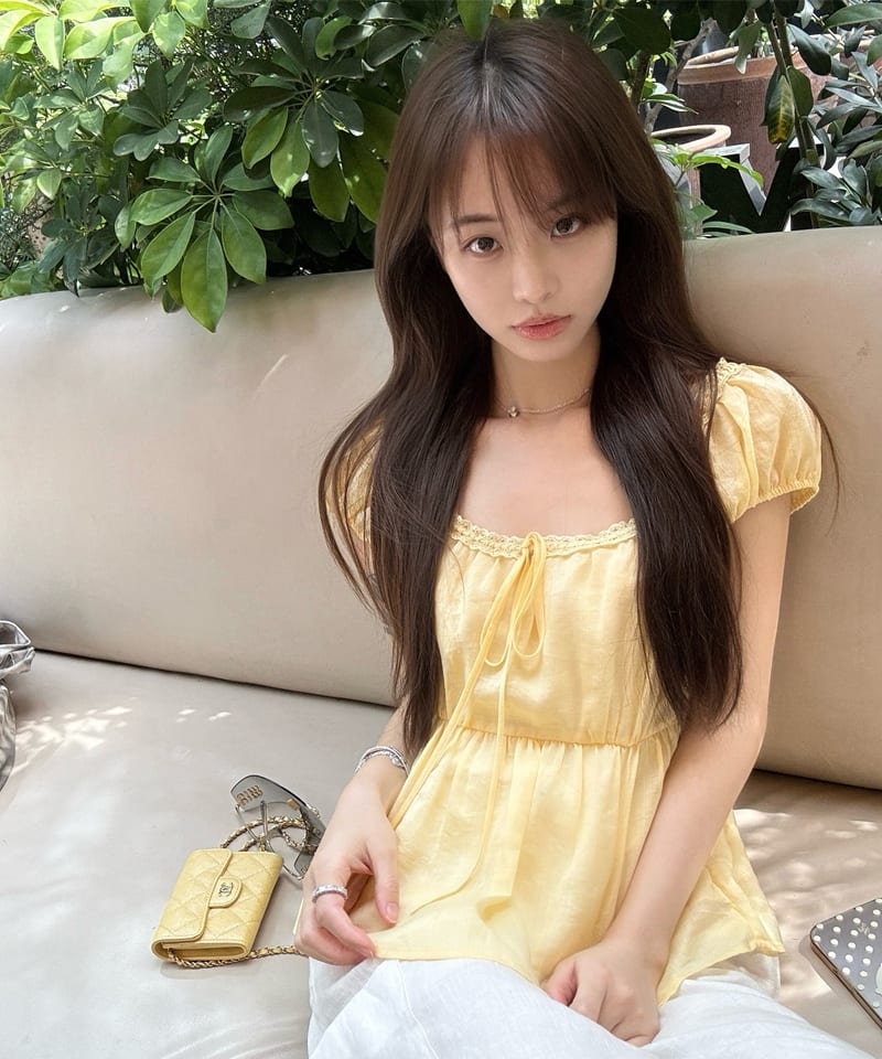 파스텔 레이스 트리밍 블라우스탑 추가 이미지 2
