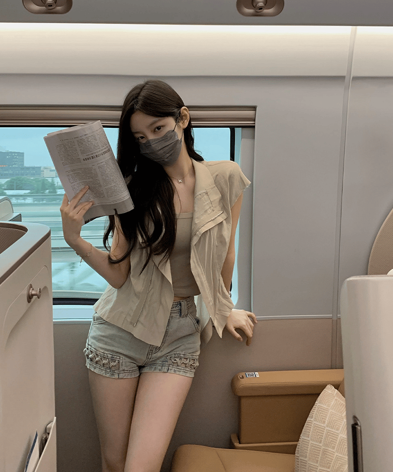 컷팅캡소매 언발 아세테이트 자켓 대표 이미지