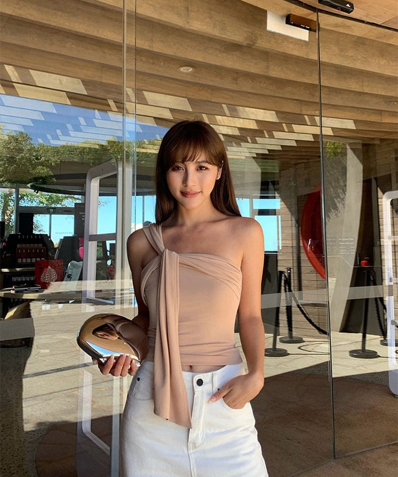 꼬임 싱글 스트랩 세미크롭탑 추가 이미지 2