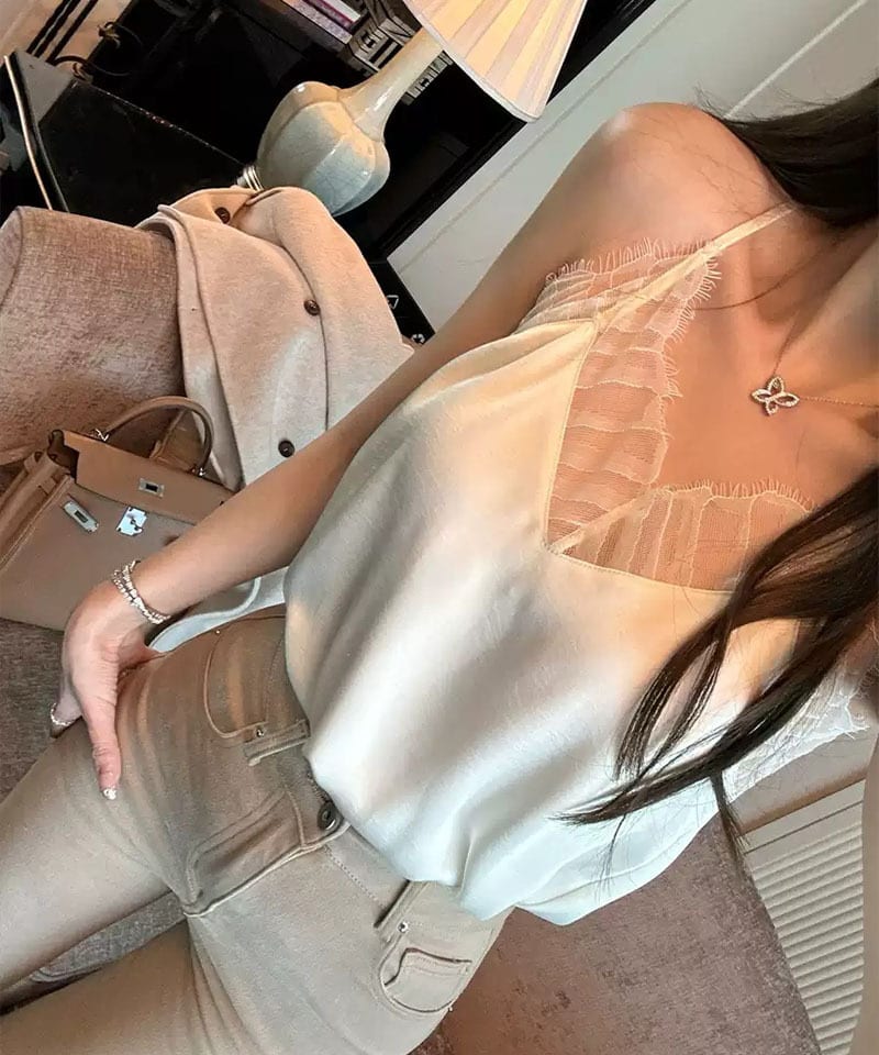 새틴 라인레이스 나시탑 추가 이미지 1