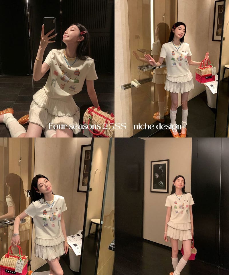 핸드페인트 프린팅 코튼 반팔티 - M 빠른배송 추가 이미지 2