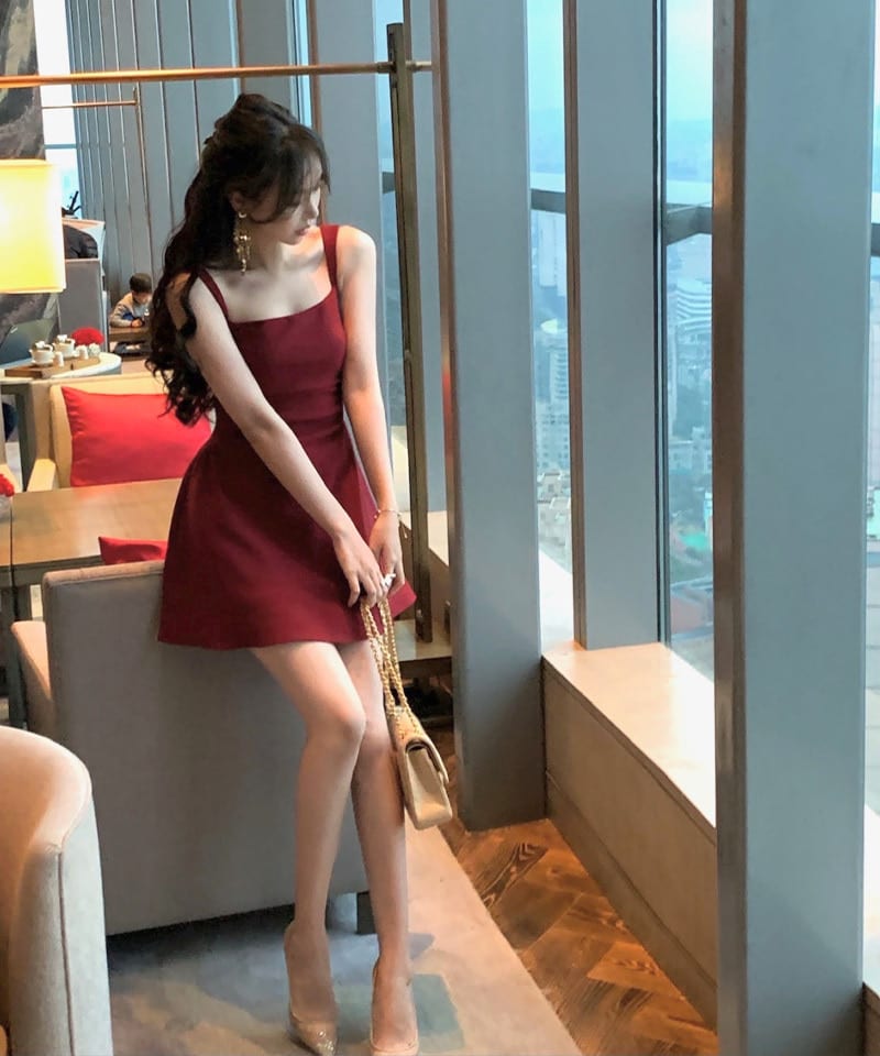 셔링슬림 A라인 민소매 미니원피스 - 블랙M 빠른배송 추가 이미지 4
