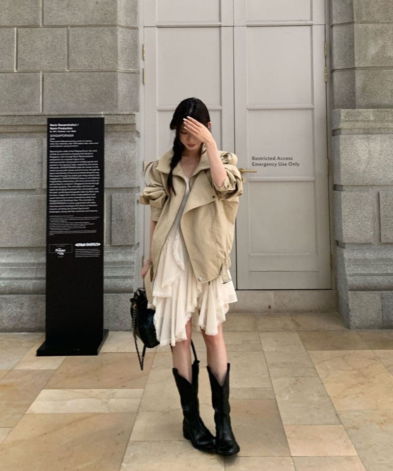코튼 스탠드카라 트렌치 숏코트 대표 이미지