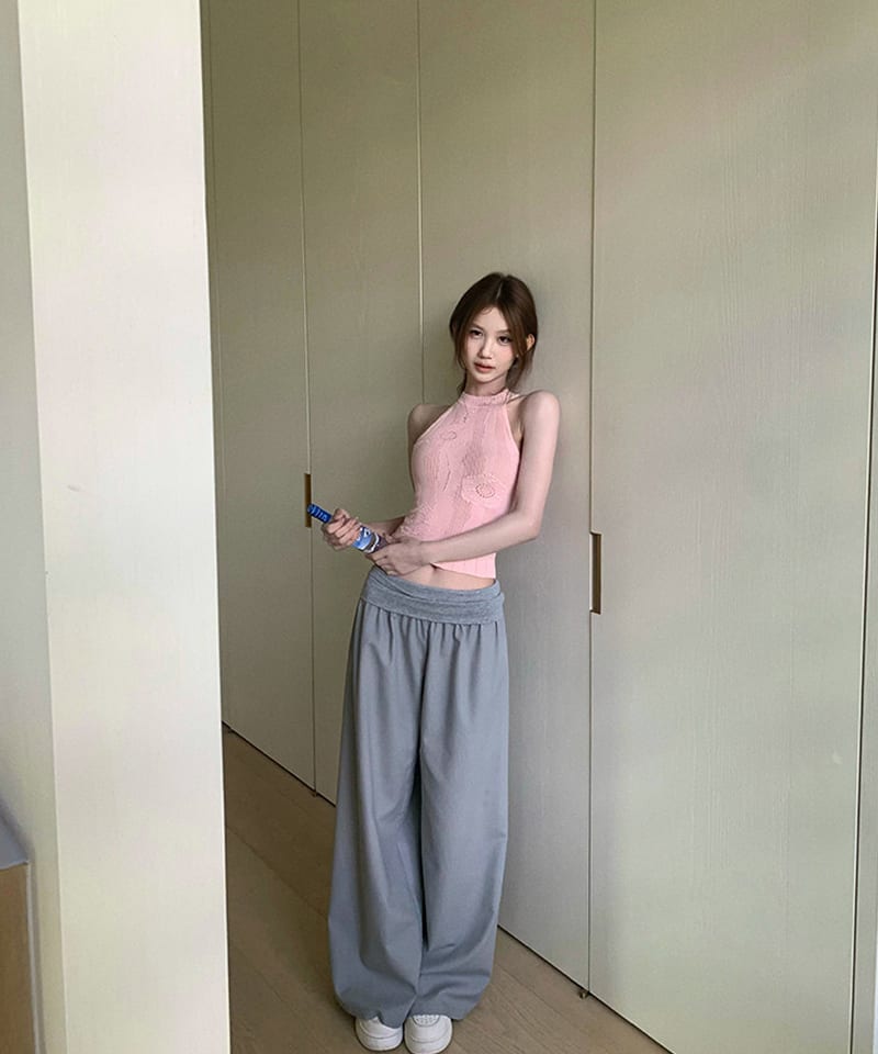 린넨 로우라이즈 와이드밴딩 팬츠 대표 이미지