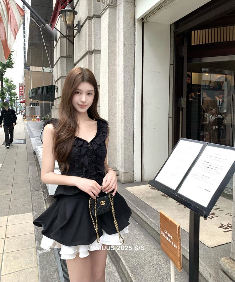 도트 매쉬 레이스 코르셋탑 추가 이미지 1